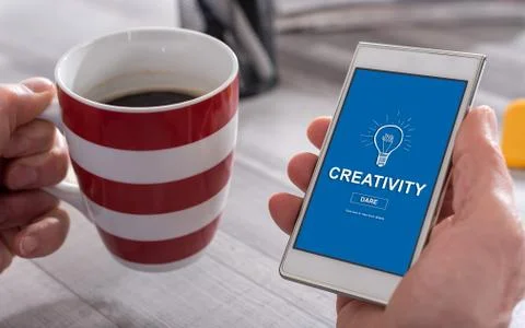 Creativity concept on a smartphone 库存照片