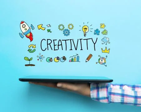 Creativity concept with a tablet Stockillustratie