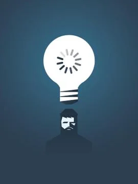 Creativity concept vector illustration with lightbulb and loading sign in it Stock Illustration