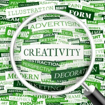 CREATIVITY CREATIVITY. Word cloud concept illustration. Wordcloud collage.... 库存照片
