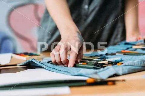 Creativity crisis artist paintbrush organizer Stock Photos