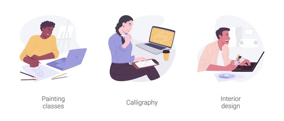 Creativity development isolated cartoon vector illustrations set. Stock Illustration