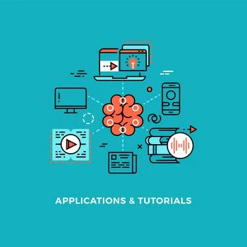 Creativity development. Online tutorial webinar, web library concept. New Stock Illustration