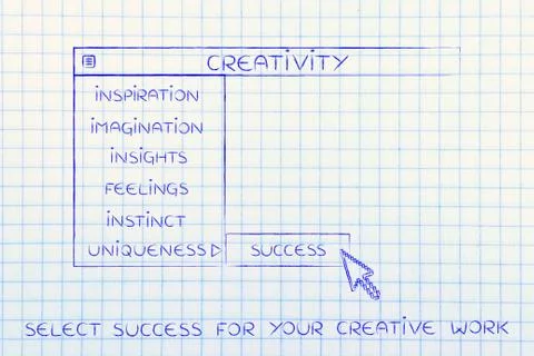 Creativity dropdown menu, select the best choices Stock Illustration