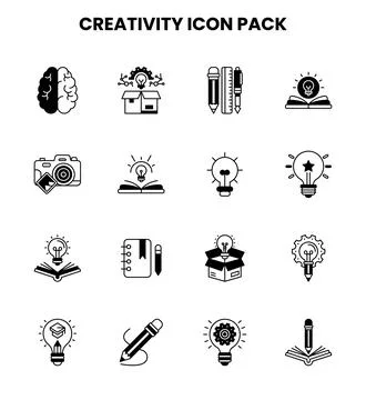 Creativity DuoTone Bundle Icons Pack Stock Illustration