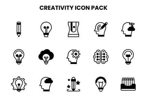 Creativity DuoTone Set Icons Pack Stock Illustration
