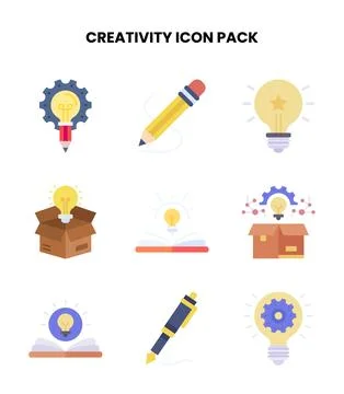 Creativity Flat Bundle Icons Pack 库存插图