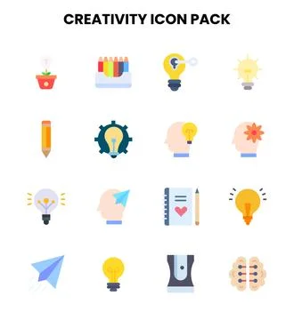 Creativity Flat Graphics Icons Pack 스톡 일러스트
