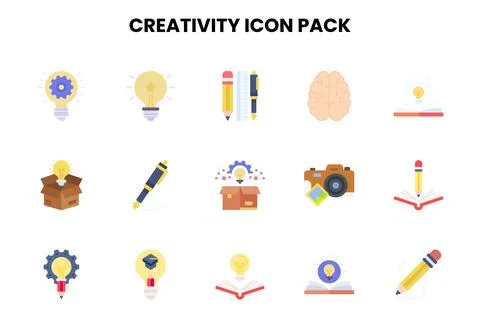 Creativity Flat Graphics Icons Pack Stock Illustration