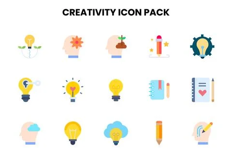 Creativity Flat Graphics Icons Pack Stock Illustration
