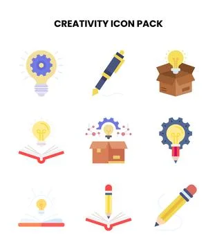 Creativity Flat Icons Pack Stock Illustration
