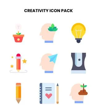 Creativity Flat Scalable Icons Pack Иллюстрация