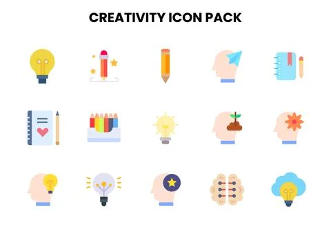 Creativity Flat UI Icons Pack Illustrazione stock