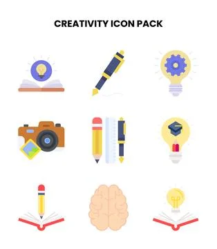 Creativity Flat UI Icons Pack Stock Illustration
