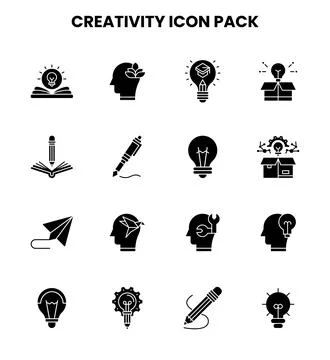 Creativity Glyph Bundle Icons Pack 스톡 일러스트