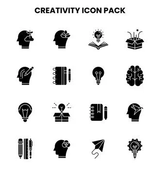 Creativity Glyph Bundle Icons Pack Stock Illustration