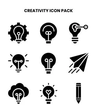 Creativity Glyph Collection Icons Pack Stock Illustration