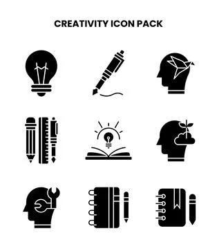 Creativity Glyph Collection Icons Pack Иллюстрация