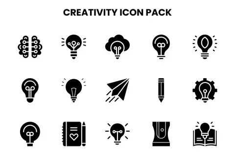 Creativity Glyph Design Icons Pack Stock Illustration
