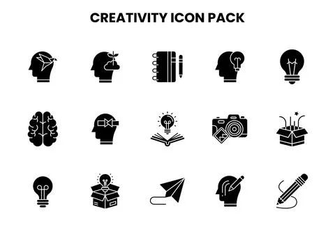 Creativity Glyph Graphics Icons Pack Stock Illustration