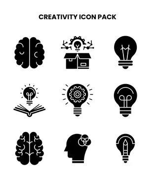 Creativity Glyph UI Icons Pack Stock Illustration