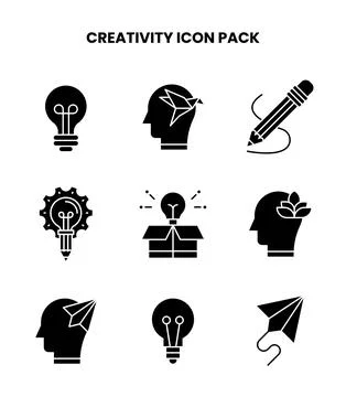 Creativity Glyph Vector Icons Pack Stock Illustration