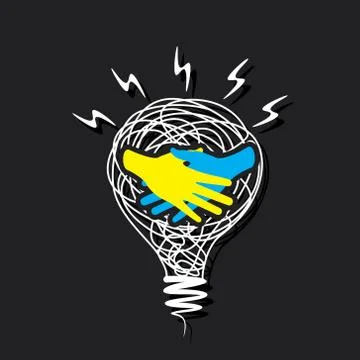 Creativity handshake icon on sketch bubble design vector Stock Illustration