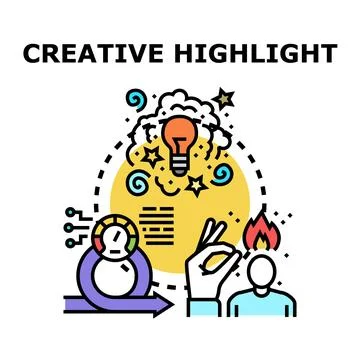 Creativity highlight brainstorming thinking process and innovation concept Illustrazione stock