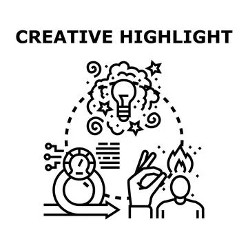 Creativity highlight brainstorming thinking process and innovation concept Illustrazione stock