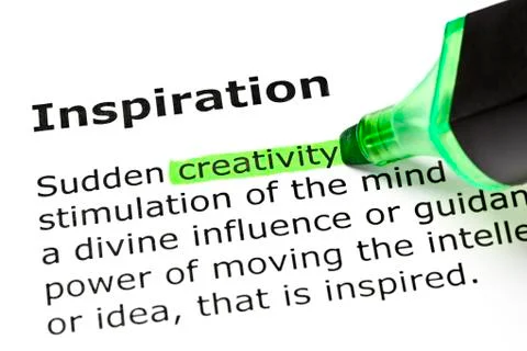 'creativity' highlighted, under 'inspiration' Stock Photos