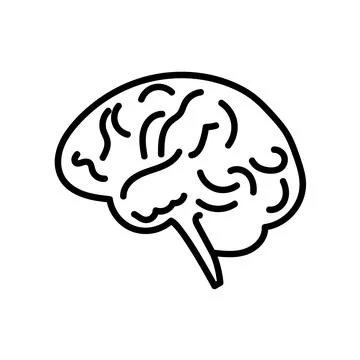 Creativity icon. Flat idea pictogram for web. Line stroke. Simple brain symbo Stock Illustration