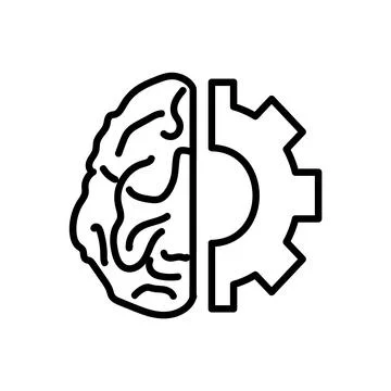 Creativity icon. Flat idea pictogram for web. Line stroke. Simple brain symbo Stock Illustration
