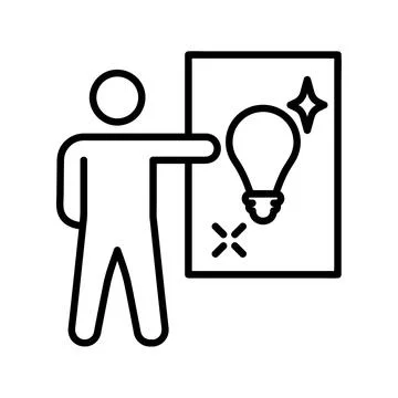 Creativity icon. Flat idea pictogram for web. Line stroke. Simple brain symbo Stock Illustration