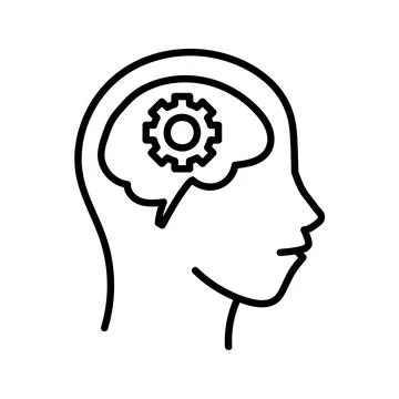 Creativity icon. Flat idea pictogram for web. Line stroke. Simple brain symbo Stock Illustration