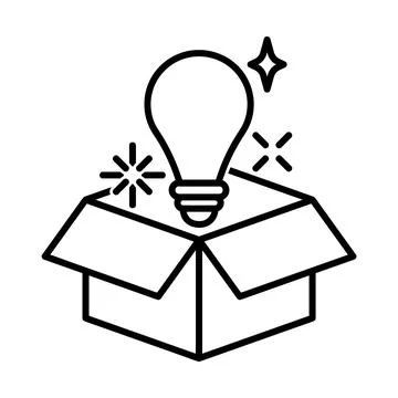 Creativity icon. Flat idea pictogram for web. Line stroke. Simple brain symbo Stock Illustration