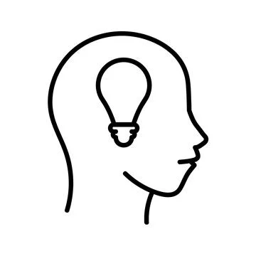 Creativity icon. Flat idea pictogram for web. Line stroke. Simple brain symbo Stock Illustration