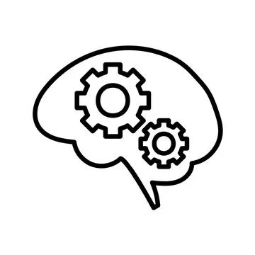 Creativity icon. Flat idea pictogram for web. Line stroke. Simple brain symbo Stock Illustration