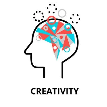 Creativity icon, flat thin line vector illustration Stock Illustration