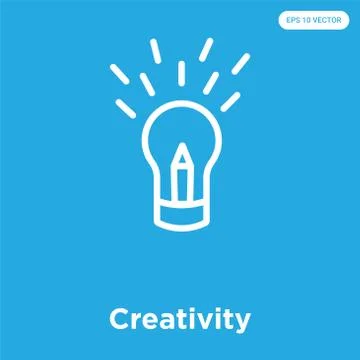 Creativity icon isolated on blue background Free Stock Illustration