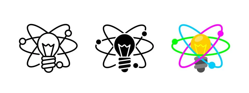 Creativity icon. Light bulb with orbits vector illustration. Innovation and.. Stock Illustration
