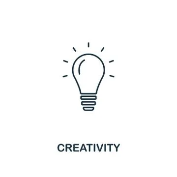 Creativity icon. Outline style thin design from business icons collection. Pixel Stock Illustration