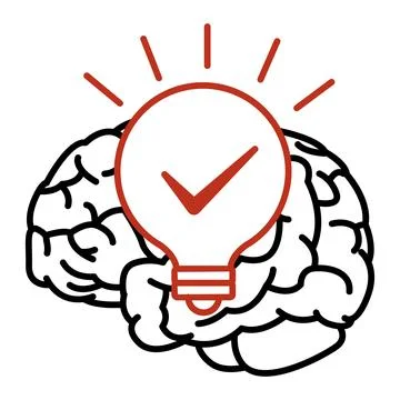 Creativity icon. Vector Illustration of Brain and Glowing Light Bulb. Conce.. Stock Illustration