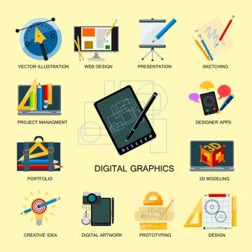 Creativity icons imagination vector illustration abstract colorful flat creative Illustrazione stock