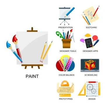 Creativity icons imagination vector illustration abstract colorful flat creative Ilustración de archivo