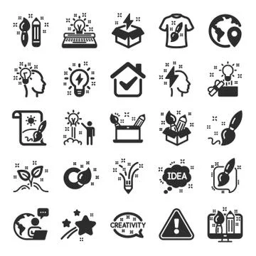 Creativity icons. Set of Design, Idea and Inspiration signs. Vector Stock Illustration