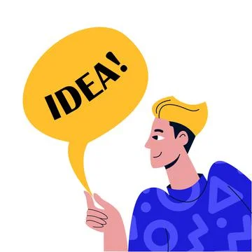 Creativity idea man. Speech bubble with idea word Stock Illustration