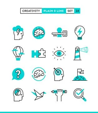 Creativity, imagination, problem solving, mind power and more. Illustrazione stock