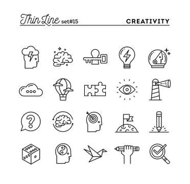 Creativity, imagination, problem solving, mind power and more. Stock Illustration