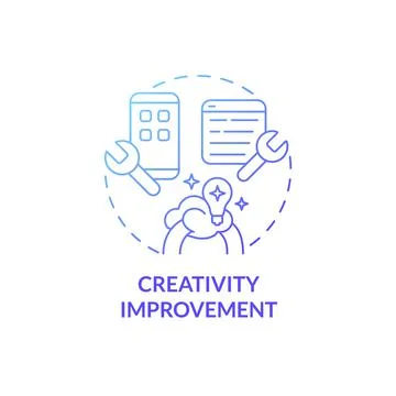 Creativity improvement blue gradient concept icon Illustration