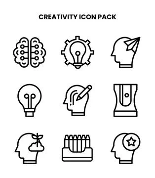 Creativity Line Bundle Icons Pack Stock Illustration